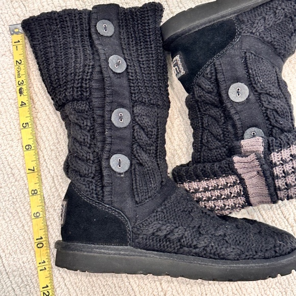 Ugg | Leland Cable Knit Fold Over Boots Y2K | Black | 6 - Picture 8 of 12